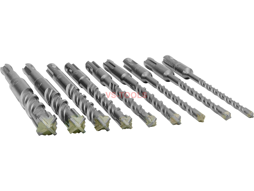 9pcs Masonry SDS Plus Hammer Carbide Drill Bits Concrete